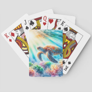 Under the ocean sea turtle playing cards
