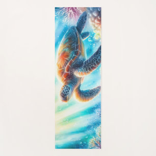 Under the ocean sea turtle yoga mat