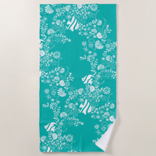 Under the Ocean Teal Pattern Beach Towel
