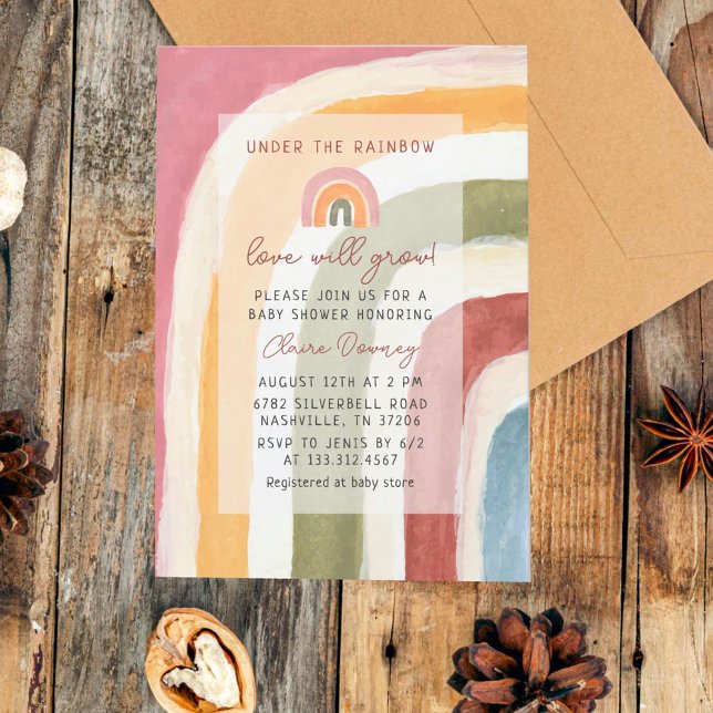Under the Rainbow Boho Baby Shower Invitation (Creator Uploaded)