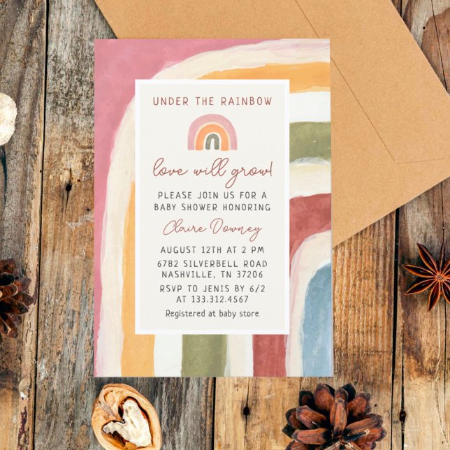 Under the Rainbow Boho Baby Shower Invitation (Creator Uploaded)