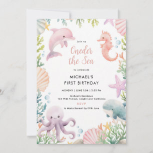 Under the Sea 1st Birthday Girl Invitation