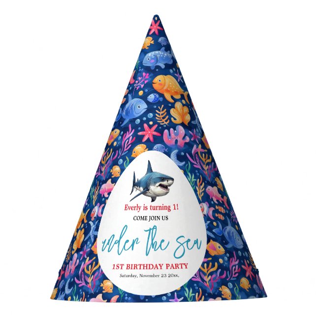 Under the Sea 1st Birthday Party Hat (Front)