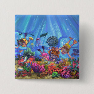 Under the Sea 2 Inch Square Button