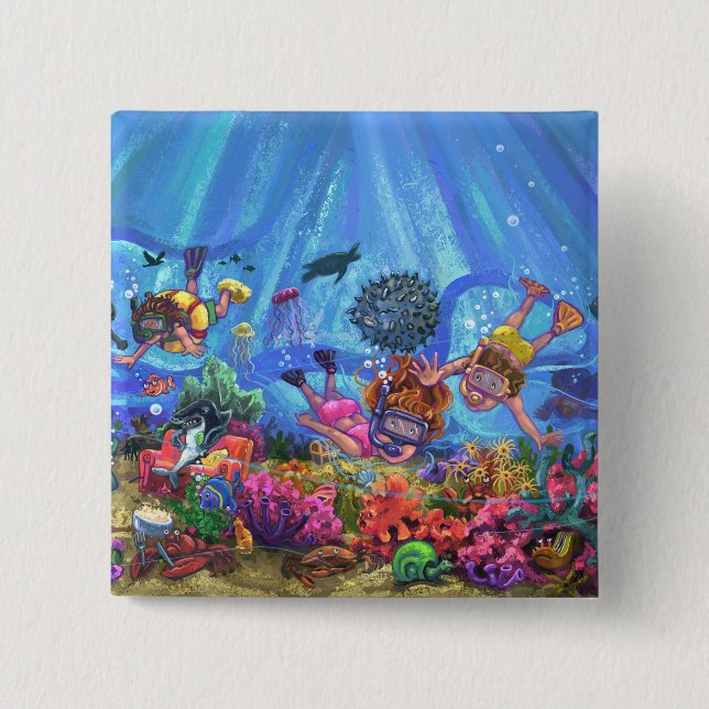 Under the Sea 2 Inch Square Button (Front)