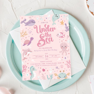 Under the Sea 2nd Birthday Invitation. Editable Invitation
