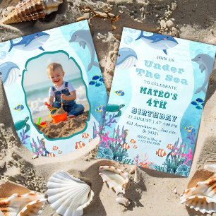 Under the Sea 4th Birthday with Photo Invitation