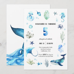 Under The Sea 5th Birthday Invitation