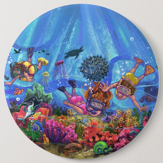 Under the Sea 6 Inch Round Button (Front)