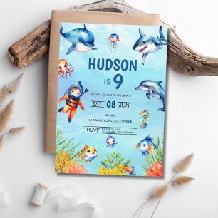 Under the Sea 9th Birthday Invitation