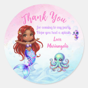 Under the sea - Afro Mermaid Birthday Classic Round Sticker