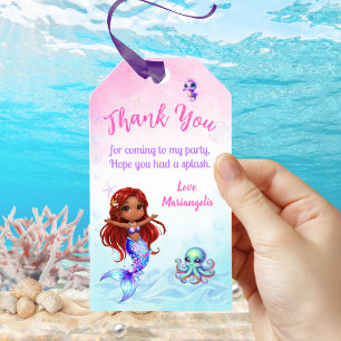 Under the sea - Afro Mermaid Birthday Gift Tags