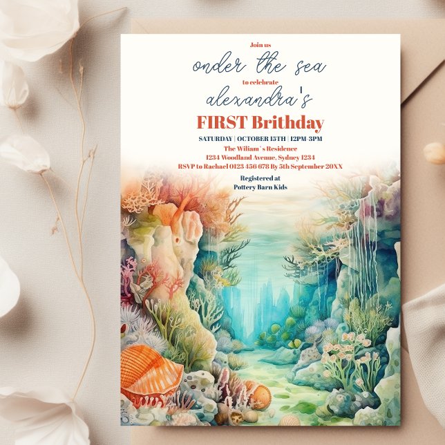 Under the Sea Animals 1st Birthday Invitation (Creator Uploaded)