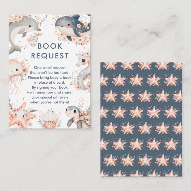 Under The Sea Animals Baby Shower Book Request Enclosure Card (Front/Back)