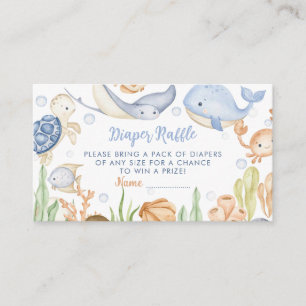 Under The Sea Animals Baby Shower Diaper Raffle Enclosure Card