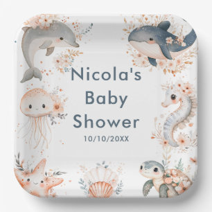 Under The Sea Animals Baby Shower Paper Plate