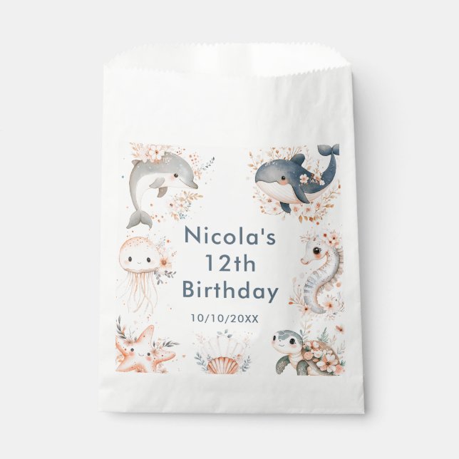 Under The Sea Animals Birthday Party Favour Bag (Front)