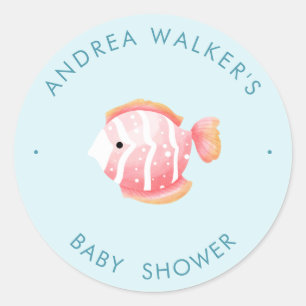 Under The Sea Animals Colourful Baby Shower Classic Round Sticker
