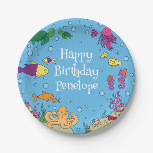 Under the Sea Animals Cute 1st Birthday Party Paper Plate