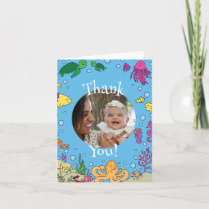 Under the Sea Animals Cute 1st Birthday Photo Invitation