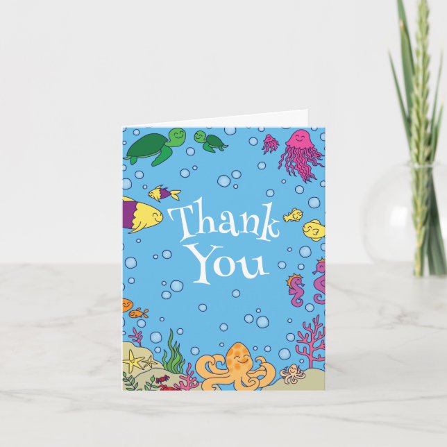 Under the Sea Animals Cute Thank You Cards (Front)
