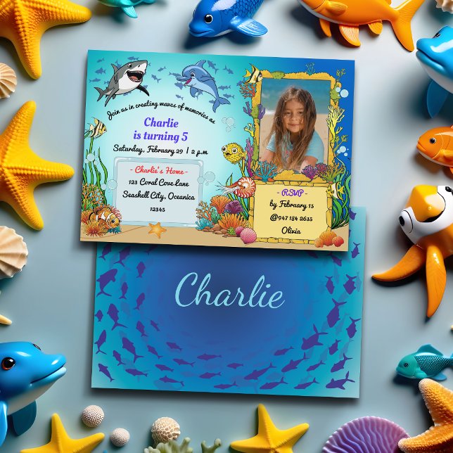 Under the Sea Animals, Underwater Photo Birthday Invitation (Creator Uploaded)