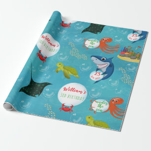 Under The Sea Animals Water Bubbles Pattern Wrapping Paper