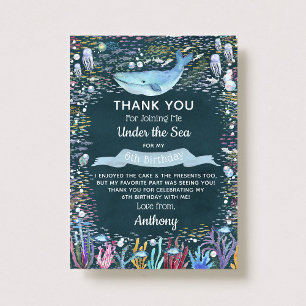 Under The Sea Any Age Birthday Thank You Card