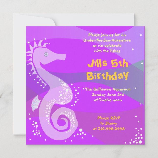 Under The Sea Aquarium Happy Birthday Party Girl Invitation (Front)