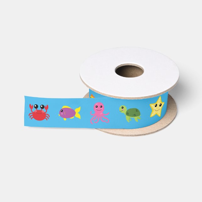 Under the Sea Aquarium Ocean Animal Ribbon Satin Ribbon (Spool)