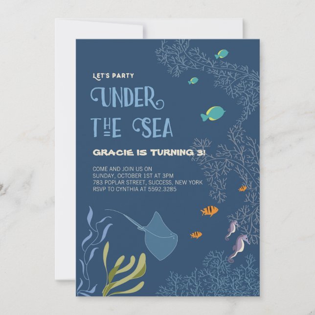 Under the Sea Aquatic Ocean Kid Birthday Card (Front)