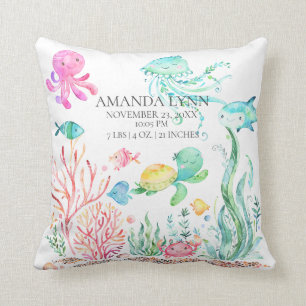Under the Sea Baby Birth Stats Pillow