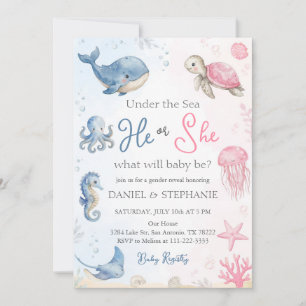 Under the Sea Baby Gender Reveal Party Invitation
