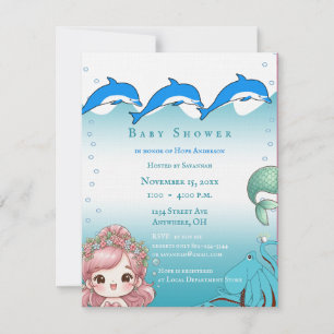Under the Sea Baby Girl Shower Announcement