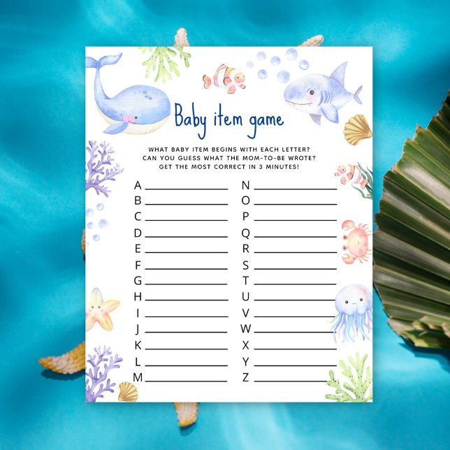 Under the sea Baby Item Game. Baby Shower Game (Creator Uploaded)