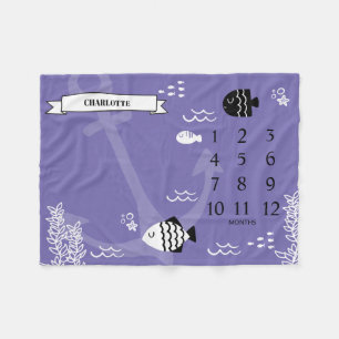 Under The Sea Baby Milestone Fleece Blanket