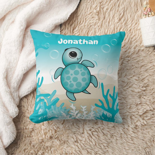 Under the Sea Baby Sea Turtle Throw Pillow (Blanket)