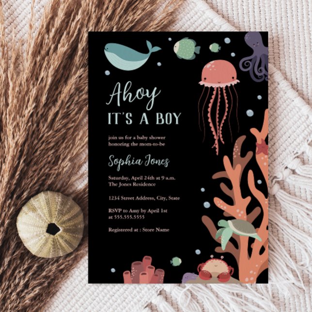 Under the Sea Baby Shower Ahoy It's a Boy Invitation (Creator Uploaded)