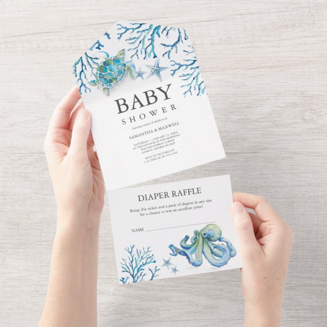 Under the Sea Baby Shower All in One Invitation (Tearaway)