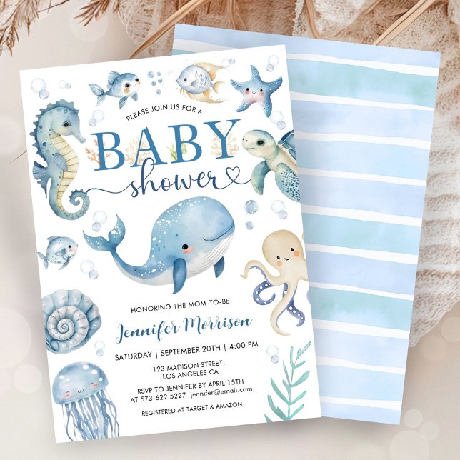 Under The Sea Baby Shower Boy Blue Ocean Invitation (Creator Uploaded)