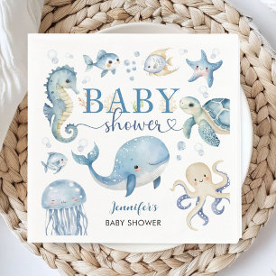 Under The Sea Baby Shower Boy Blue Ocean Napkin