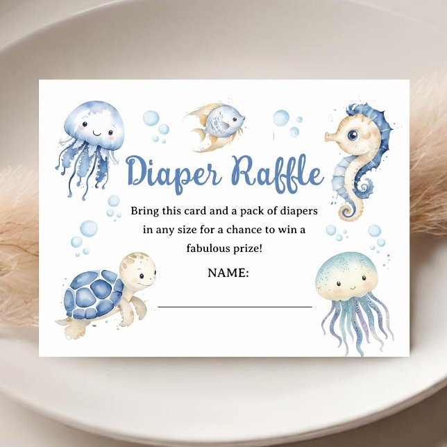Under The Sea Baby Shower Boy Ocean Diaper Raffle Enclosure Card (Creator Uploaded)