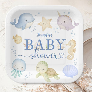 Under The Sea Baby Shower Boy Ocean Paper Paper Plate