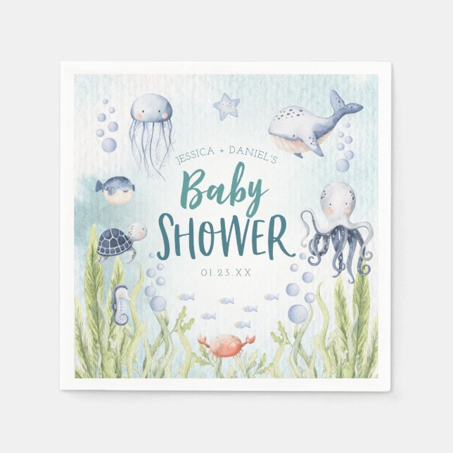 Under The Sea Baby Shower Cocktail Napkin (Front)