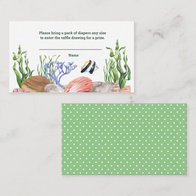 Under the Sea Baby Shower Diaper Raffle Enclosure Card (Front/Back)