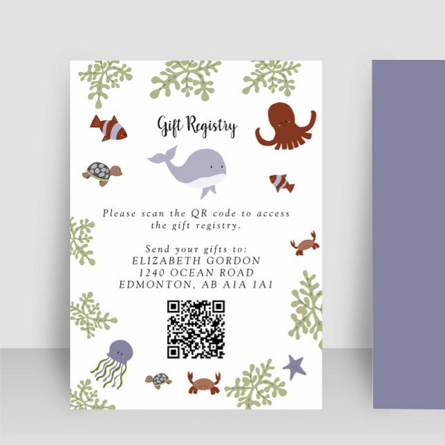 Under the Sea Baby Shower Gift Registry QR Code Enclosure Card (Creator Uploaded)