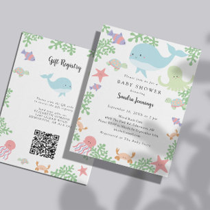 Under the Sea Baby Shower Gift Registry QR Code Invitation