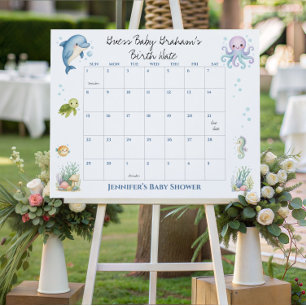 Under the Sea Baby Shower Guess Baby's Birth Date  Poster