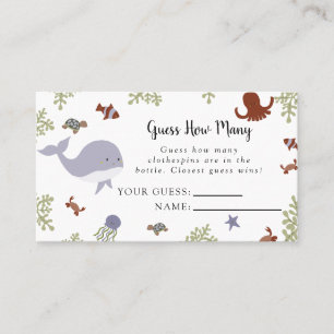 Under the Sea Baby Shower Guess How Many Game Card