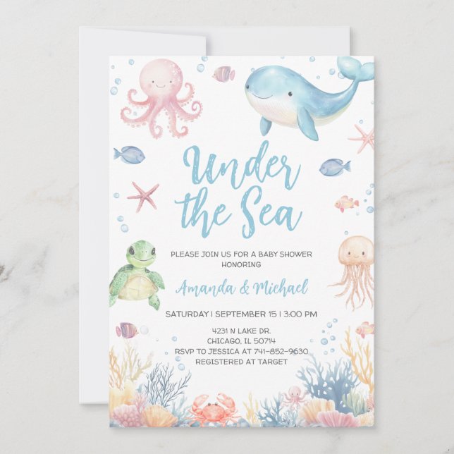 Under the Sea Baby Shower Invitation (Front)